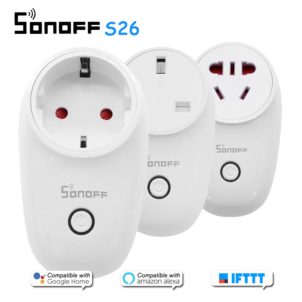 Sonoff S26 WiFi Smart Socket Wireless Plug Power Socket Smart Home Switch Smart Remote Control for Alexa Google Assistant IFTTT
Sonoff S26 WiFi Smart Socket Wireless Plug Power Socket Smart Home Switch Smart Remote Control for Alexa Google Assistant IFTTT