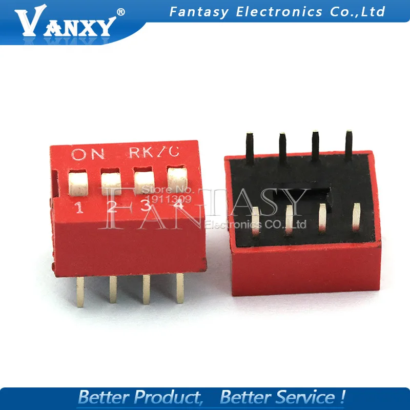 10PCS DIP Switch 4 bit Way 2.54mm Toggle Switch Red Snap Switch Wholesale Electronic
10PCS DIP Switch 4 bit Way 2.54mm Toggle Switch Red Snap Switch Wholesale Electronic