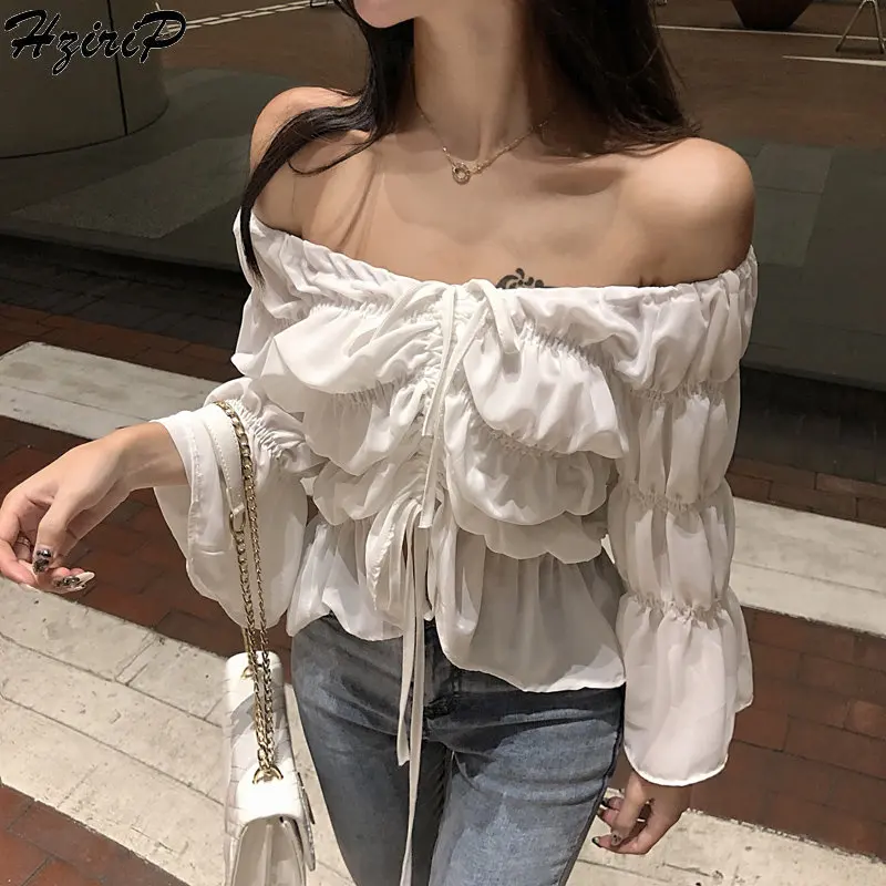Hzirip Fashion Hot Summer Casual Flare Sleeves V-Neck Simple Light Ruffles Sexy Loose Drawstring Fresh Chiffon All-Match Shirt
Hzirip Fashion Hot Summer Casual Flare Sleeves V-Neck Simple Light Ruffles Sexy Loose Drawstring Fresh Chiffon All-Match Shirt