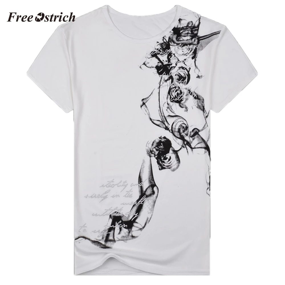 

Free Ostrich Men's Slim Summer T-shirt O-neck Short Sleeve Pullover Tees Printed And Letter Men's Top Daily Wearing T-shirt