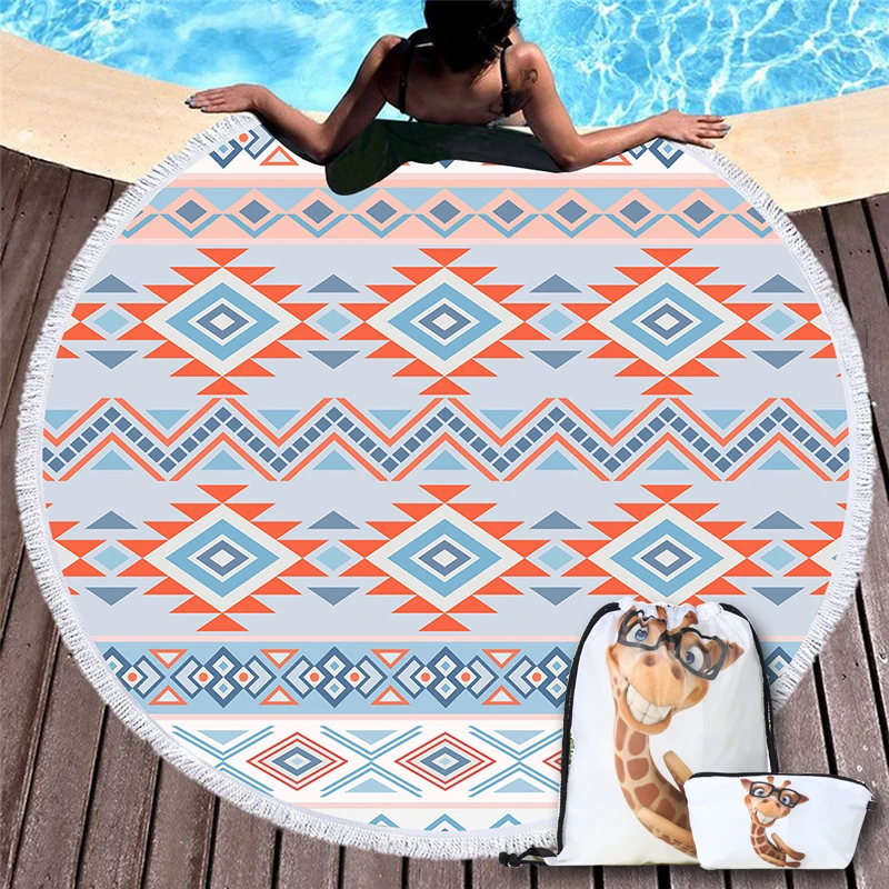 3d Printing Summer Color Alphabet Round Beach Towels with Giraffe Backpack Retro Geometric Elements Wavy Stripe Soft Beach Towel
3d Printing Summer Color Alphabet Round Beach Towels with Giraffe Backpack Retro Geometric Elements Wavy Stripe Soft Beach Towel