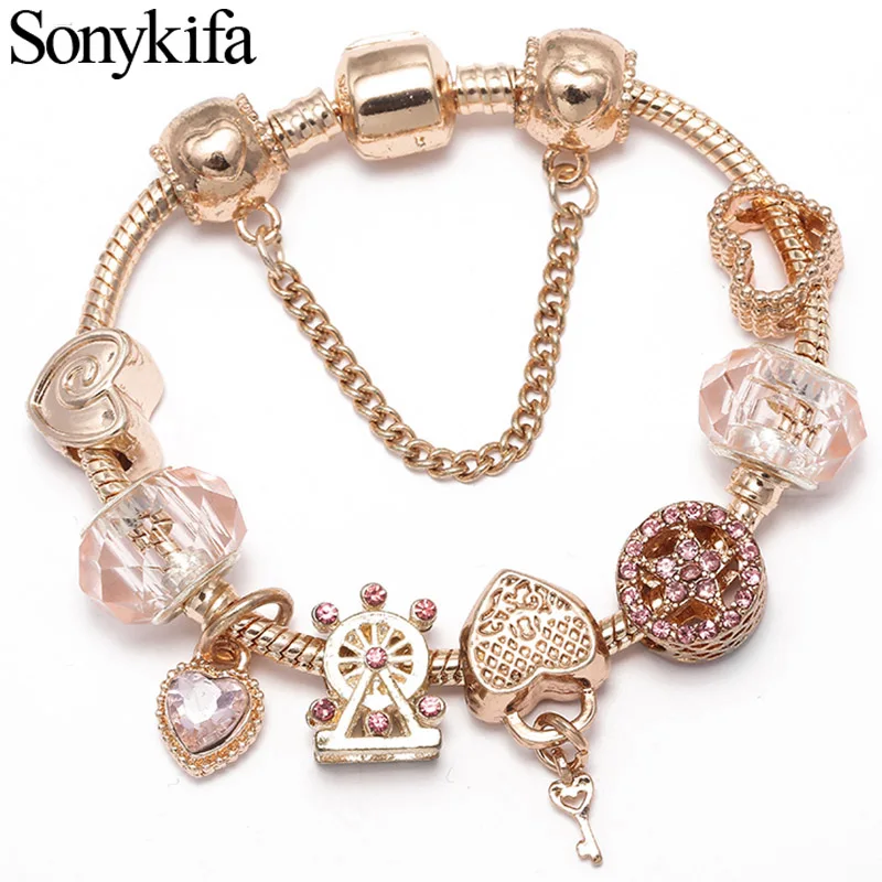 2019 New Rose Gold DIY Charm Bracelet With Love Heart Pendant Beads Pandoro Bracelet As Women Lover Fashion Jewelry Gifts
2019 New Rose Gold DIY Charm Bracelet With Love Heart Pendant Beads Pandoro Bracelet As Women Lover Fashion Jewelry Gifts