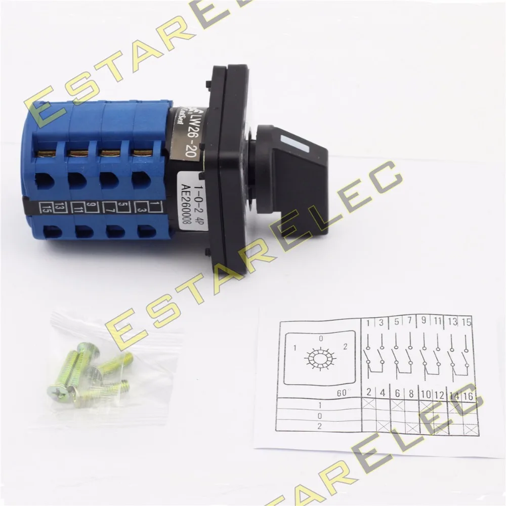 20A Cam Switch AC 440V Ui 660V 3 position 4 Poles 16 terminals (CE, TUV, CCC, RoHS)
20A Cam Switch AC 440V Ui 660V 3 position 4 Poles 16 terminals (CE, TUV, CCC, RoHS)