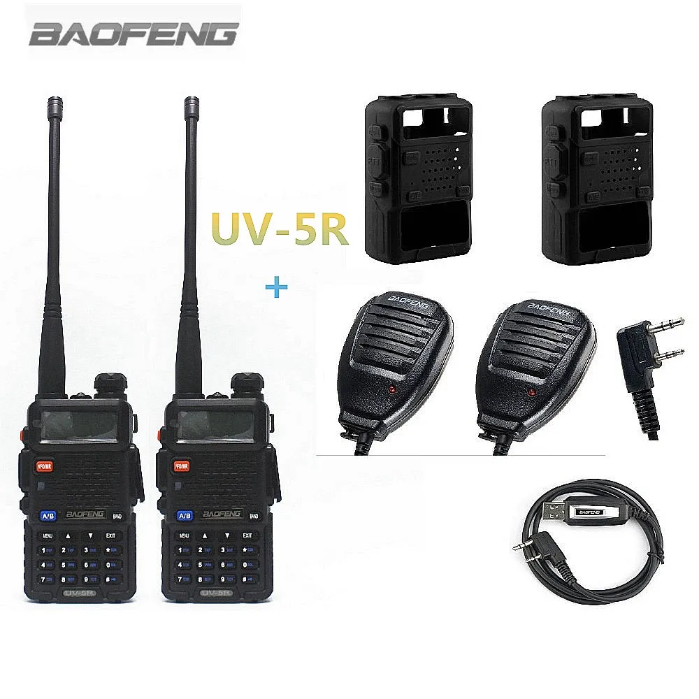 2PCS BAOFENG UV-5R Walkie Talkie Two Way Radio+2PCS BaoFeng Speaker Microphone +2PCS Silikon Case+1PCS Programming Cable
2PCS BAOFENG UV-5R Walkie Talkie Two Way Radio+2PCS BaoFeng Speaker Microphone +2PCS Silikon Case+1PCS Programming Cable
