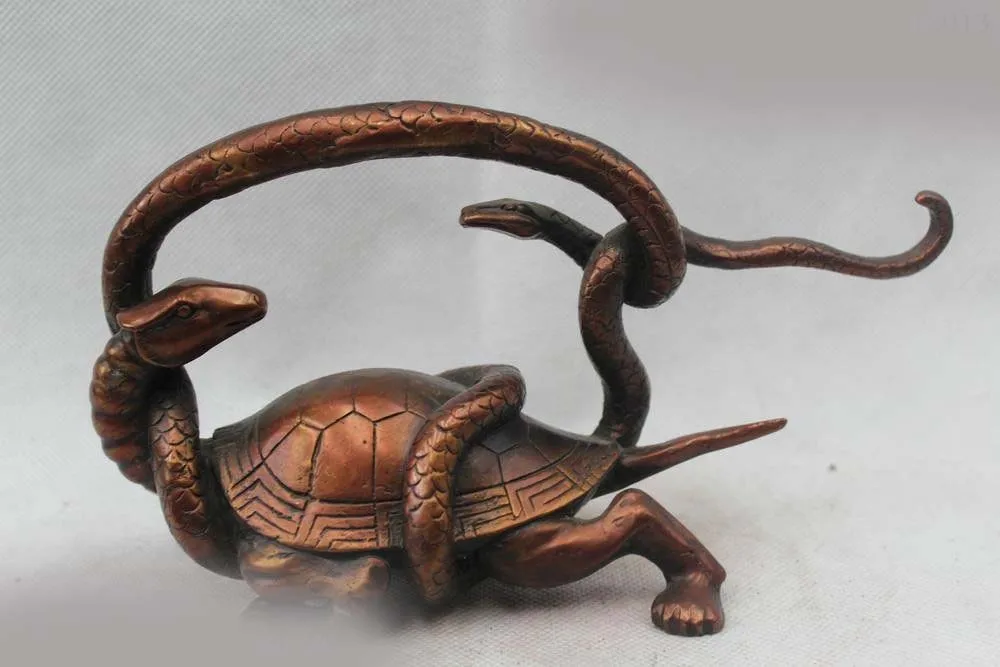 4"Chinese China Folk Pure Red Bronze Dragon Turtle tortoise & Snake Fight Statue
4"Chinese China Folk Pure Red Bronze Dragon Turtle tortoise & Snake Fight Statue
