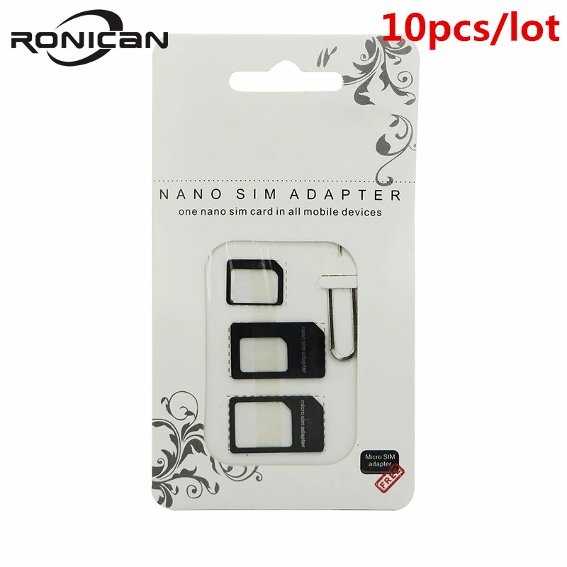 10pcs Nano SIM Card Adapter 4 in 1 micro sim adapter with Eject Pin Key Retail Package for iPhone 5 5S 6 7 4 for Samsung S8 plus
10pcs Nano SIM Card Adapter 4 in 1 micro sim adapter with Eject Pin Key Retail Package for iPhone 5 5S 6 7 4 for Samsung S8 plus