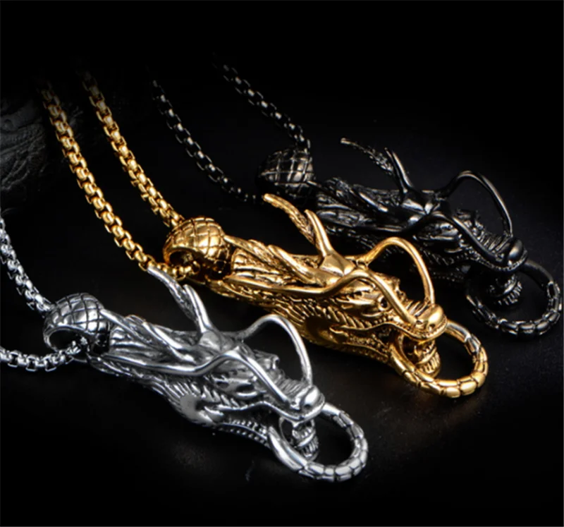 Vintage Style Stainless Steel Chinese Totem Dragon Head Pendant Necklace Link Chain Charm Jewelry
Vintage Style Stainless Steel Chinese Totem Dragon Head Pendant Necklace Link Chain Charm Jewelry