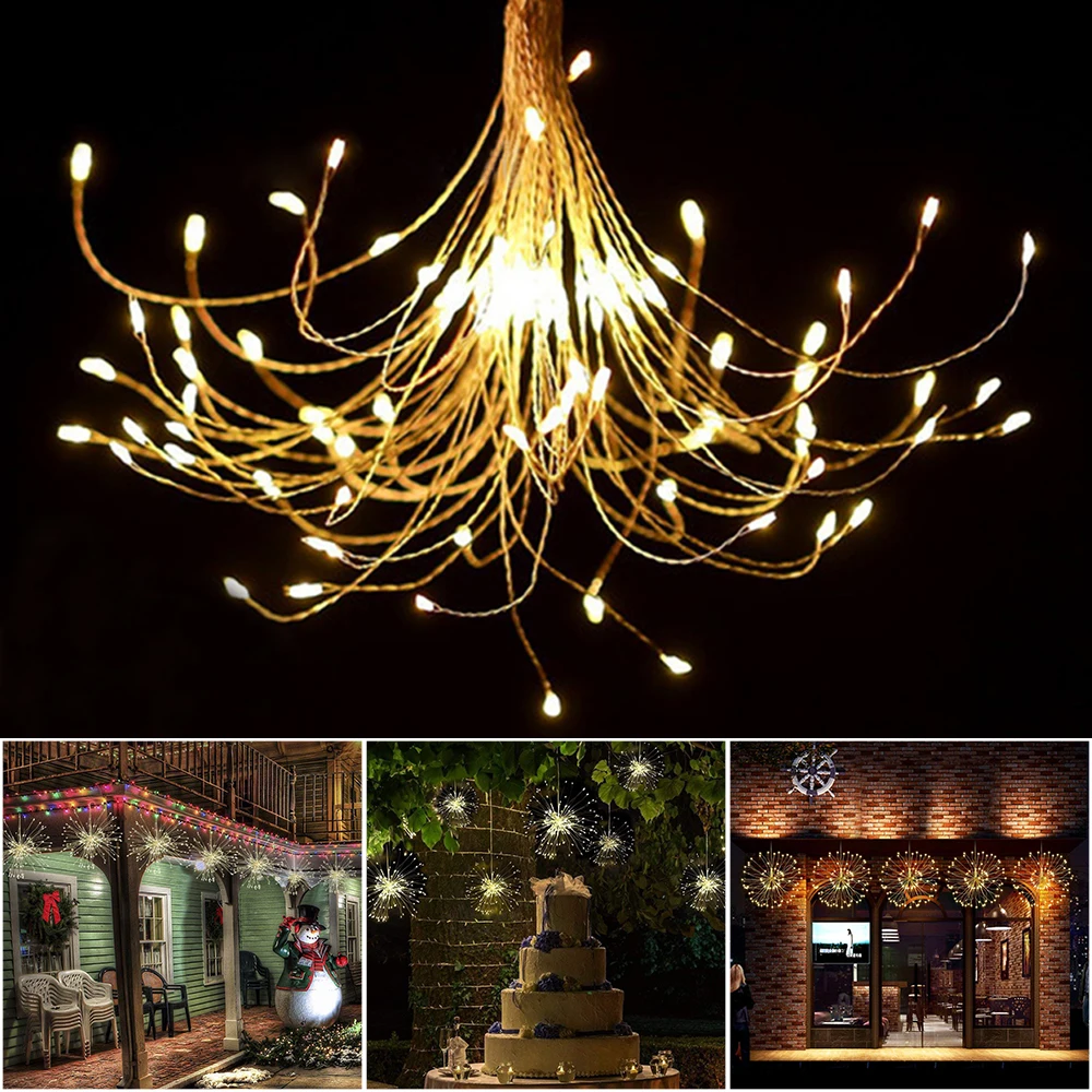 Warm White Firework LED Copper Wire Strip String Lights Wedding Party Christmas Garden Decoration Hang Light
Warm White Firework LED Copper Wire Strip String Lights Wedding Party Christmas Garden Decoration Hang Light