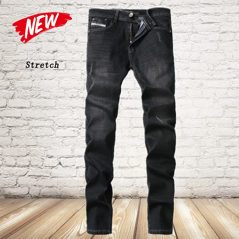 Solid Black Jeans Men Ripped Regular Fit Denim Scratch Pants High Quality Dsel Brand Clothing Men`s Stretch Jeans Elastic S707 
Solid Black Jeans Men Ripped Regular Fit Denim Scratch Pants High Quality Dsel Brand Clothing Men`s Stretch Jeans Elastic S707