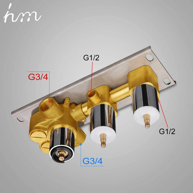 hm 2 Functional Channels High Flow 70L Temperature Thermostatic Controller Water Mixer Bath Shower Brass Chrome Mixer Finishing (20)