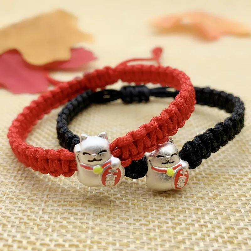 999 Silver Lucky Cat Charm Bracelets For Women Girls Amulet Money Lace-up Ethnic Tibetan Buddhism Knots Red Rope Bracelet
999 Silver Lucky Cat Charm Bracelets For Women Girls Amulet Money Lace-up Ethnic Tibetan Buddhism Knots Red Rope Bracelet