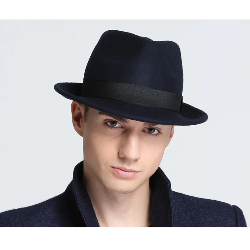 

LUCKYLIANJI Retro Hard Felt Women Men Fold Wide Brim Billycock Top Bowler Derby Jazz Fedora Panama Casual Hats (Size:57cm)