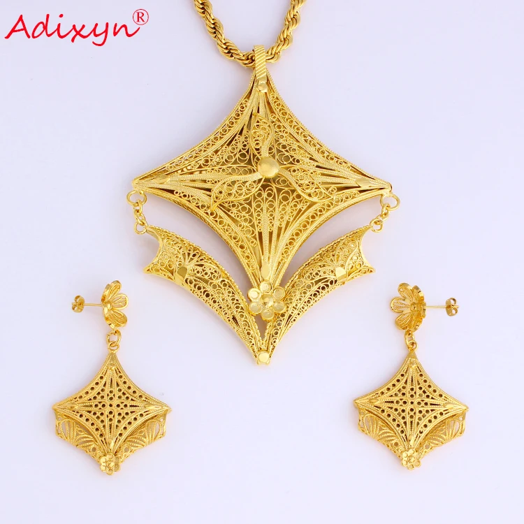 Adixyn Big Size PNG Hyperbole Necklace/Earrings/Pendant Jewelry Set For Women Gold Color/Copper African Wedding Gifts 08081
Adixyn Big Size PNG Hyperbole Necklace/Earrings/Pendant Jewelry Set For Women Gold Color/Copper African Wedding Gifts 08081