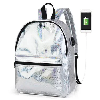 WILIAMGANU Woman Backpack Laser Silver Lattice USB Charge PU Leather Fashion Designer Backpack School Bags For Teenagers Student
WILIAMGANU Woman Backpack Laser Silver Lattice USB Charge PU Leather Fashion Designer Backpack School Bags For Teenagers Student