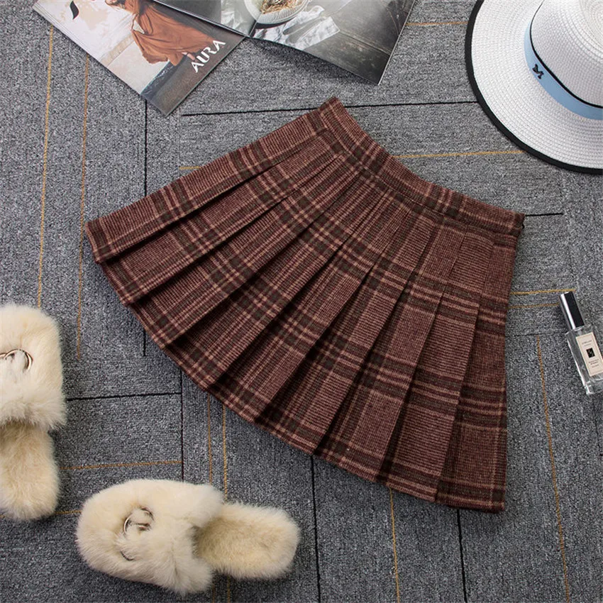 Plus Size XS-3XL Women High Waist Woolen Pleated Skirt A-Line Skirts Japanese School Girls Plaid Skirt Uniform Student Mini W671
Plus Size XS-3XL Women High Waist Woolen Pleated Skirt A-Line Skirts Japanese School Girls Plaid Skirt Uniform Student Mini W671