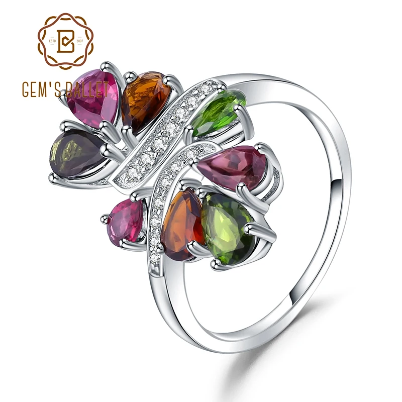 GEM'S BALLET Natural Chrome Diopside Rhodolite Garnet Tourmaline Ring 925 Sterling Silver Wedding Rings For Women Fine Jewelry
GEM'S BALLET Natural Chrome Diopside Rhodolite Garnet Tourmaline Ring 925 Sterling Silver Wedding Rings For Women Fine Jewelry