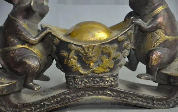 S0793 7"old china fengshui bronze gilt mice mouse yuanbao ruyi lucky auspicious statue
S0793 7"old china fengshui bronze gilt mice mouse yuanbao ruyi lucky auspicious statue