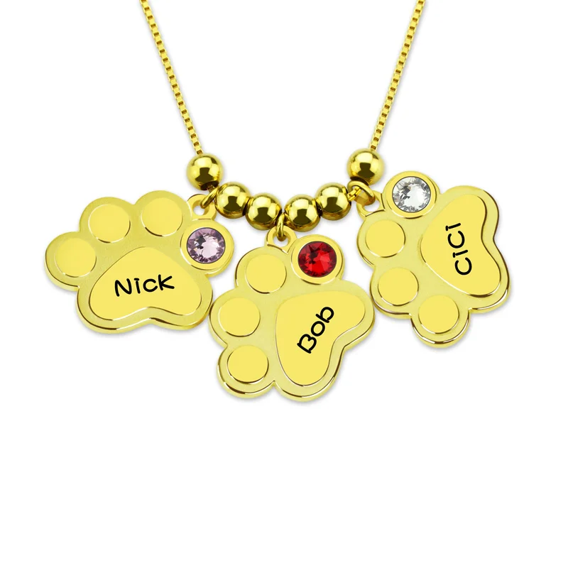 Personalized Three Names Necklaces 925 Sterling Silver Dog Paw Print Chain Custom Letter Pendants with Stone for Kids Pets Lover
Personalized Three Names Necklaces 925 Sterling Silver Dog Paw Print Chain Custom Letter Pendants with Stone for Kids Pets Lover