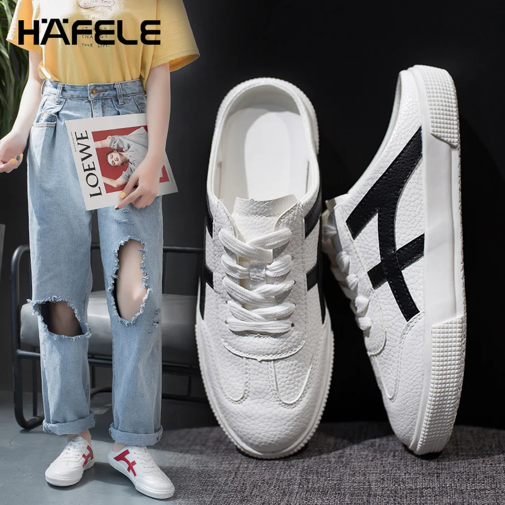 Women's New Casual Flat Skateboard Shoes Leather Without Back Uppers Lightweight Sneakers Shoes Slippers Dual-use Easy To Wear
Women's New Casual Flat Skateboard Shoes Leather Without Back Uppers Lightweight Sneakers Shoes Slippers Dual-use Easy To Wear
