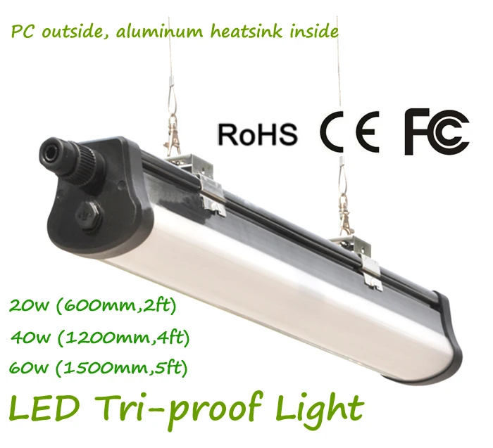 AC200-240V PC Housing LED Tri-proof Light IK08 IP65 20W(2ft) 40W(4ft) 60W(5ft) for Semi Outdoor,Packing,Underground
AC200-240V PC Housing LED Tri-proof Light IK08 IP65 20W(2ft) 40W(4ft) 60W(5ft) for Semi Outdoor,Packing,Underground