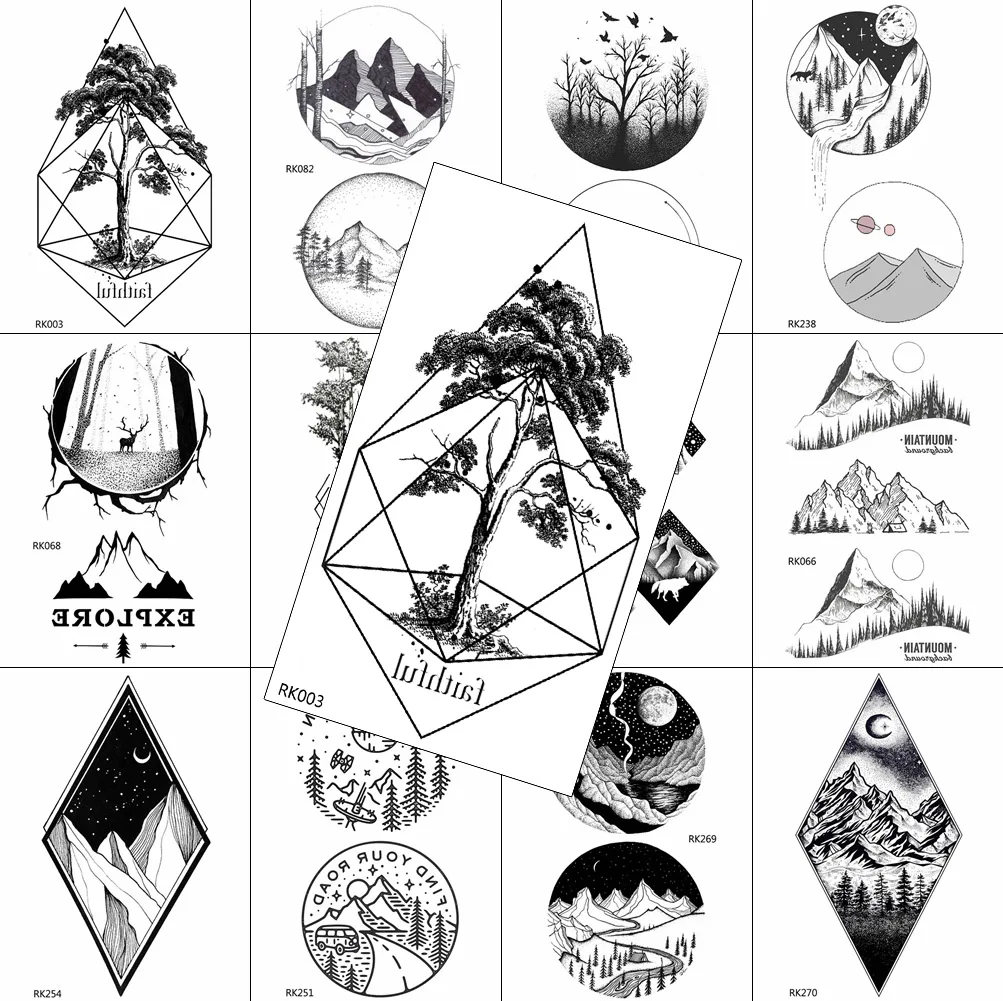 Natural Fake Temporary Tattoos Pine Tree Sticker For Men Women Child Waterproof Tattoo Paper Black Mountain Body Art Tatoos Arm
Natural Fake Temporary Tattoos Pine Tree Sticker For Men Women Child Waterproof Tattoo Paper Black Mountain Body Art Tatoos Arm