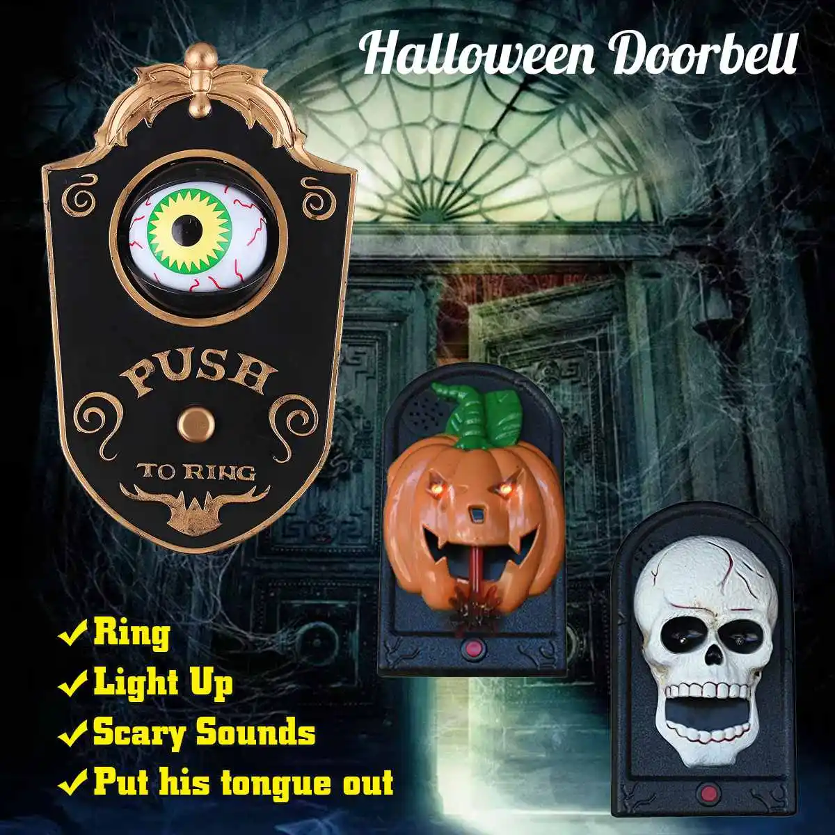 Halloween Decoration Witch / Ghost / Pumpkin Doorbell Halloween Home Door Decor Horror Props Electric Toy Scary Doorbell
Halloween Decoration Witch / Ghost / Pumpkin Doorbell Halloween Home Door Decor Horror Props Electric Toy Scary Doorbell