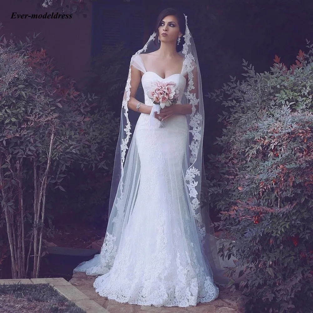 2020 Arabic Wedding Dresses Sheer Straps Appliques Mermaid Lace Up Back Sweep Train Robe de Soiree Bridal Gowns Customized
2020 Arabic Wedding Dresses Sheer Straps Appliques Mermaid Lace Up Back Sweep Train Robe de Soiree Bridal Gowns Customized