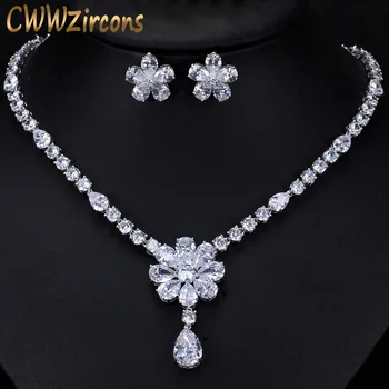 CWWZircons High Quality Bridal Wedding Party Jewelry Dazzling White Cubic Zirconia Flower Necklace Earrings Sets For Women T300
CWWZircons High Quality Bridal Wedding Party Jewelry Dazzling White Cubic Zirconia Flower Necklace Earrings Sets For Women T300