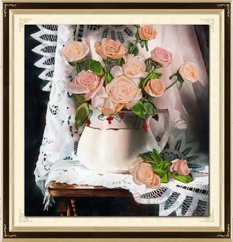 Needlework,DIY Ribbon Cross stitch Sets for Embroidery kit,Curtain table vase rose flower ribbon Cross-Stitch handwork wedding
Needlework,DIY Ribbon Cross stitch Sets for Embroidery kit,Curtain table vase rose flower ribbon Cross-Stitch handwork wedding