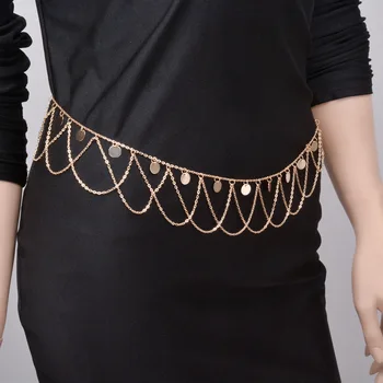 Luxury Women Fashion Belt Hip High Waist Gold Narrow Metal Chain Bright Bling Coin Belt Body Chain Belts For Party Beach Dress
Luxury Women Fashion Belt Hip High Waist Gold Narrow Metal Chain Bright Bling Coin Belt Body Chain Belts For Party Beach Dress