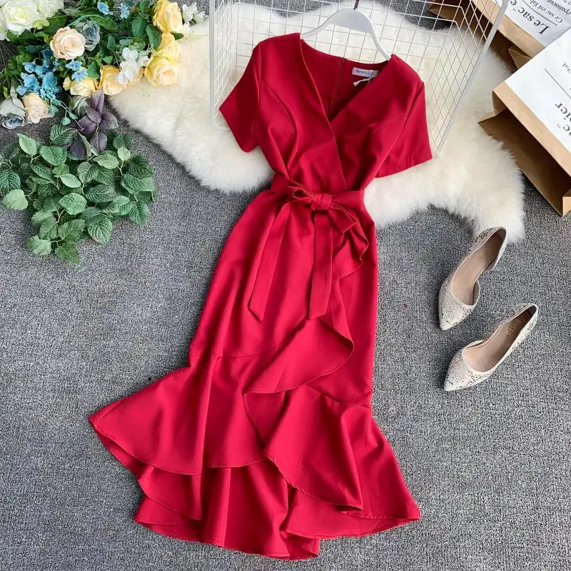 Womens Casual Wear 2019 Summer Short Sleeve Solid Trumpet Dress Ladies Sexy V Neck Bandage Dresses White Vestidos Mujer
Womens Casual Wear 2019 Summer Short Sleeve Solid Trumpet Dress Ladies Sexy V Neck Bandage Dresses White Vestidos Mujer