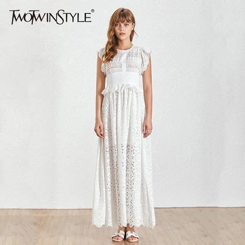TWOTWINSTYLE Ruffle Patchwork Hollow Out Women's Dress Sleeveless Bandage High Waist Beach Dresses Female 2020 Summer
TWOTWINSTYLE Ruffle Patchwork Hollow Out Women's Dress Sleeveless Bandage High Waist Beach Dresses Female 2020 Summer