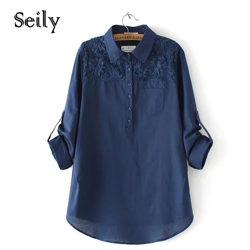 Women Plus Size Blouse With Lace Embroidery Turn-down Collar Long Cotton Linen Shirt Fashion Casual Big Sizes Long Sleeve Tops
Women Plus Size Blouse With Lace Embroidery Turn-down Collar Long Cotton Linen Shirt Fashion Casual Big Sizes Long Sleeve Tops