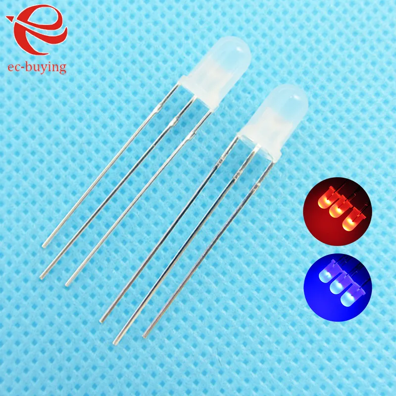 3mm LED Bi-Color Diffused Red Blue Common Anode Round Light Emitting Diode Dual FoggyTwo Plug-in Practice DIY Kit 10 pcs /lot
3mm LED Bi-Color Diffused Red Blue Common Anode Round Light Emitting Diode Dual FoggyTwo Plug-in Practice DIY Kit 10 pcs /lot