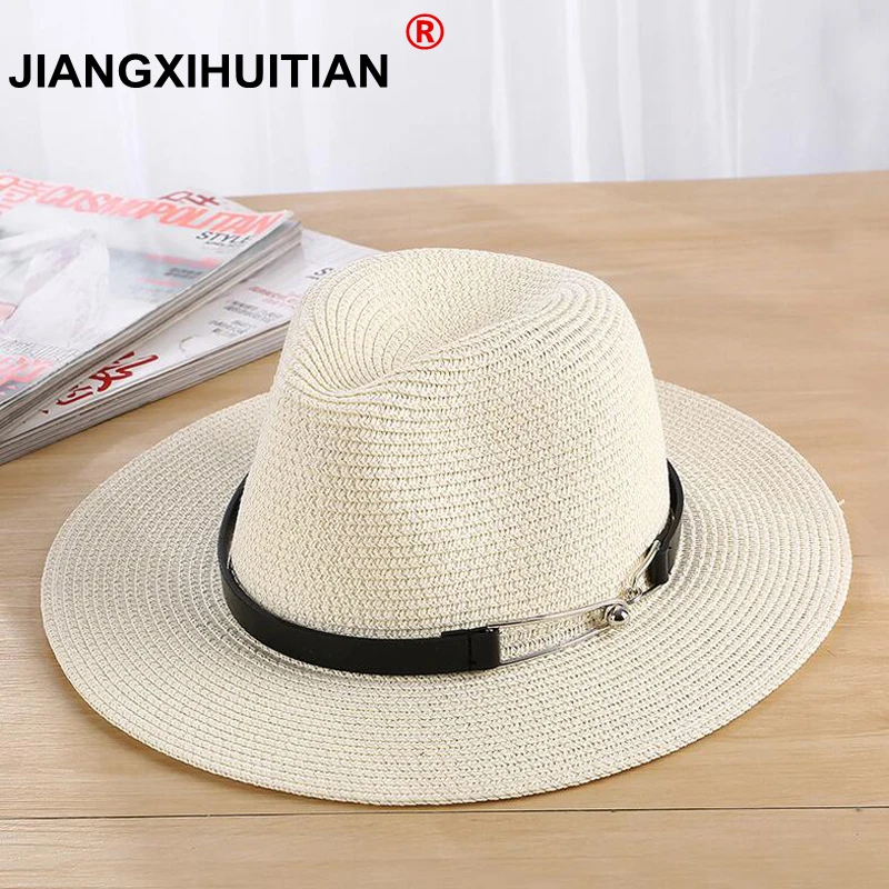 2018 New Summer Sun Hat Ladies Wide Brim Metal Belt Straw Hats Panama Hats Women Solid Color Straw Beach Hats
2018 New Summer Sun Hat Ladies Wide Brim Metal Belt Straw Hats Panama Hats Women Solid Color Straw Beach Hats