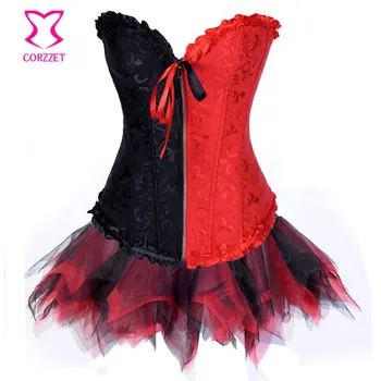 Glamour Jacquard Tapestry Zipper Corset Dress Black and Red Overbust Sexy Corset Tutu Skirt Burlesque Showgirl Gothic Clothing
Glamour Jacquard Tapestry Zipper Corset Dress Black and Red Overbust Sexy Corset Tutu Skirt Burlesque Showgirl Gothic Clothing