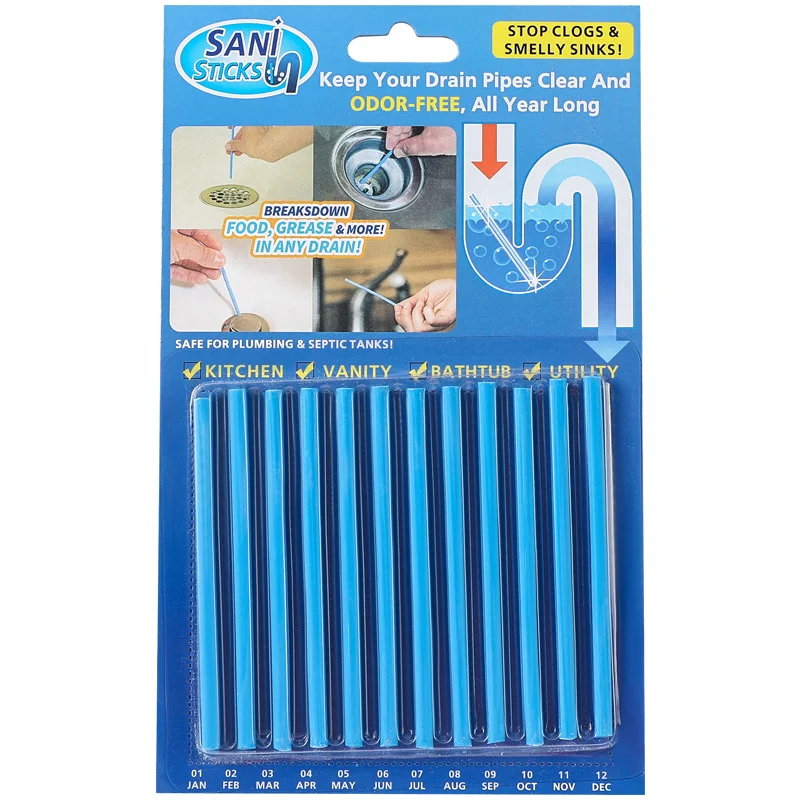 12pcs Powerful sink drain cleaner Rods Sani Sticks Oil Decontamination deodorizer for Toilet Kitchen Cleaning sink filt Pipe Tub
12pcs Powerful sink drain cleaner Rods Sani Sticks Oil Decontamination deodorizer for Toilet Kitchen Cleaning sink filt Pipe Tub