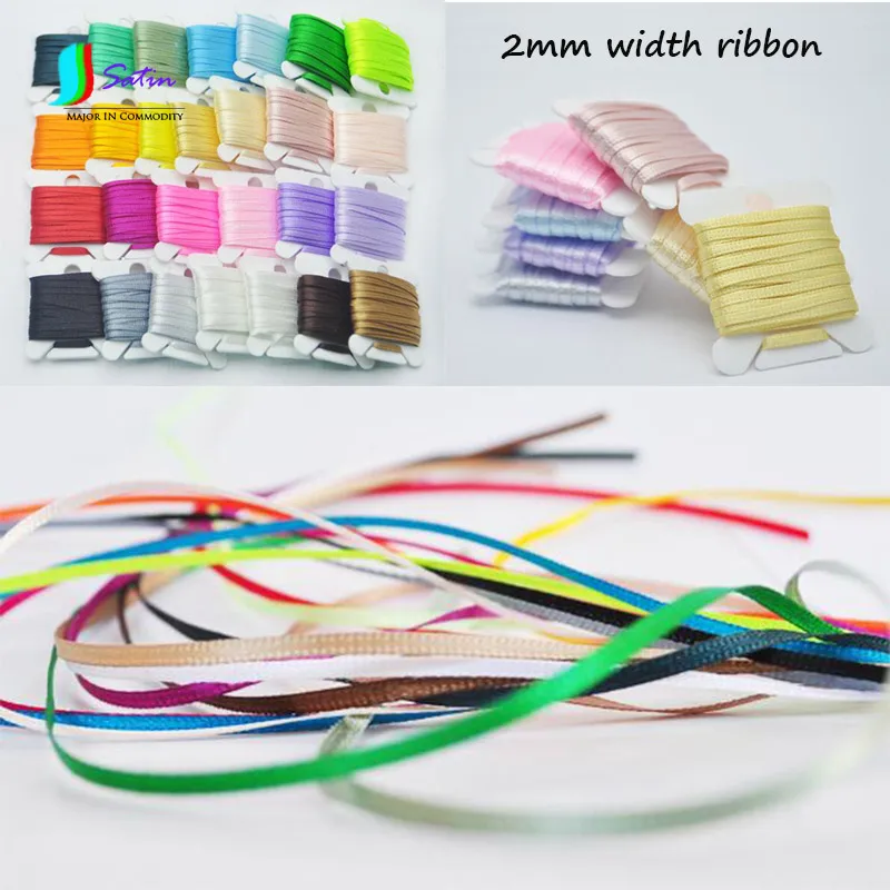 

DIY Doll Headdress,Clothes,Hat Handmade Sewing Decoration 2MM Width Super Narrow Colorful Ribbon Silk Belt Webbing S0095L