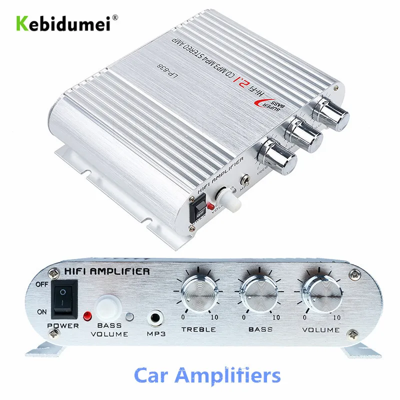 

LP-838 Car 3 Channel Amplifier Stereo Mega Bass 12V 20W Hi-Fi Connect With Phone PC DVD Player MP3 MP4 Portable Subwoofer