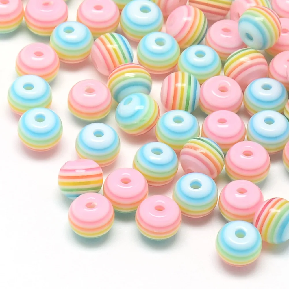 100pcs/lot 6mm/8mm Pink Round Transparent Stripe Resin Cute Rainbow Beads with 1mm Hole for DIY Jewelry Making Craft Findings
100pcs/lot 6mm/8mm Pink Round Transparent Stripe Resin Cute Rainbow Beads with 1mm Hole for DIY Jewelry Making Craft Findings