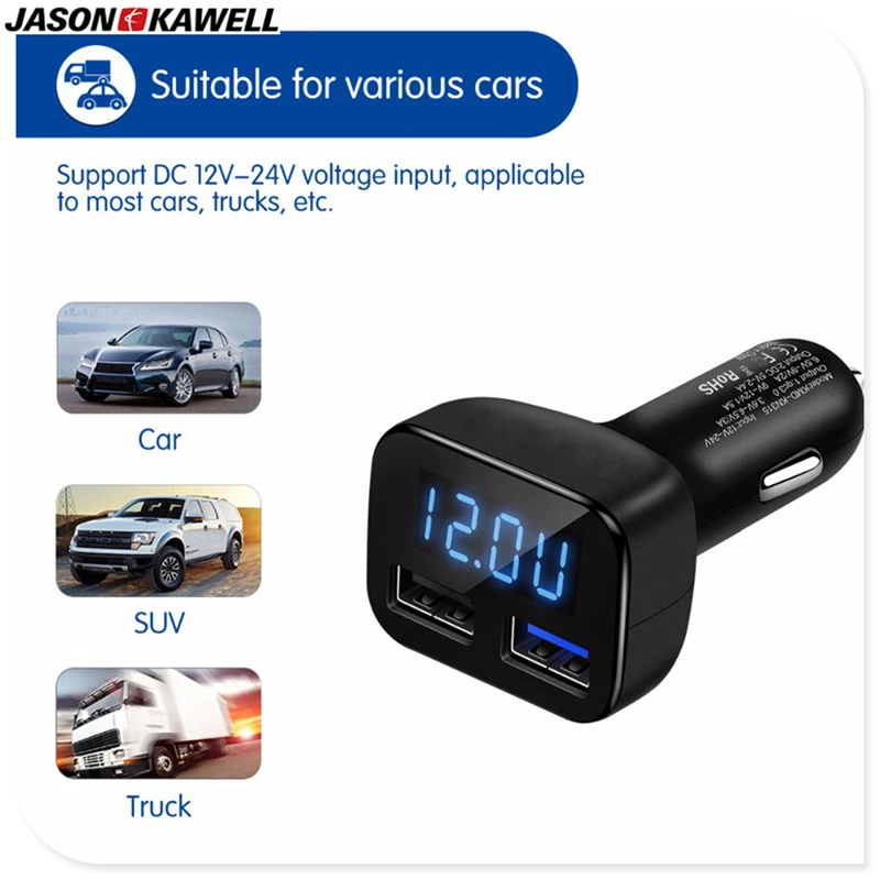 10 pcs Quick Charge 3.0 Car Charger Dual USB QC 3.0 2.0 2.4A Mobile Phone Smart Fast Charging Adapter with Parameter Display
10 pcs Quick Charge 3.0 Car Charger Dual USB QC 3.0 2.0 2.4A Mobile Phone Smart Fast Charging Adapter with Parameter Display