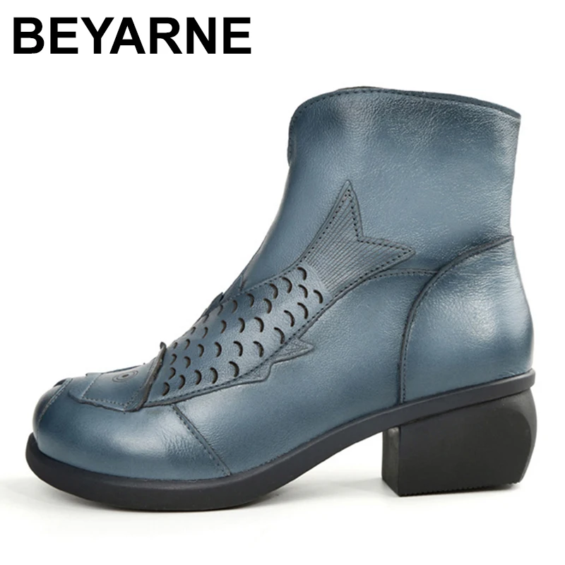 BEYARNES Quality Handmade Thick Heel Women Shoes Genuine Leather Women Boots Martins Winter Vintage Ankle Boots Botas Mujer
BEYARNES Quality Handmade Thick Heel Women Shoes Genuine Leather Women Boots Martins Winter Vintage Ankle Boots Botas Mujer