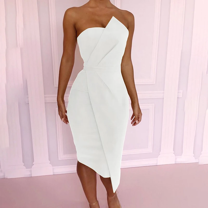 Women Party Dress Summer Bodycon Sleeveless Strapless Elegant Side Zipper Club Celebrity Runway Asymmetric Dress Vestido Verano
Women Party Dress Summer Bodycon Sleeveless Strapless Elegant Side Zipper Club Celebrity Runway Asymmetric Dress Vestido Verano