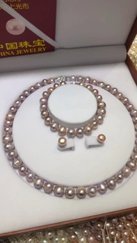 New Purple Pearl Jewelry Set Bead Diameter 9-10mm Morther Jewelry 925 Sterling Silver Set Fresh Water Pearl Jewelry Set
New Purple Pearl Jewelry Set Bead Diameter 9-10mm Morther Jewelry 925 Sterling Silver Set Fresh Water Pearl Jewelry Set