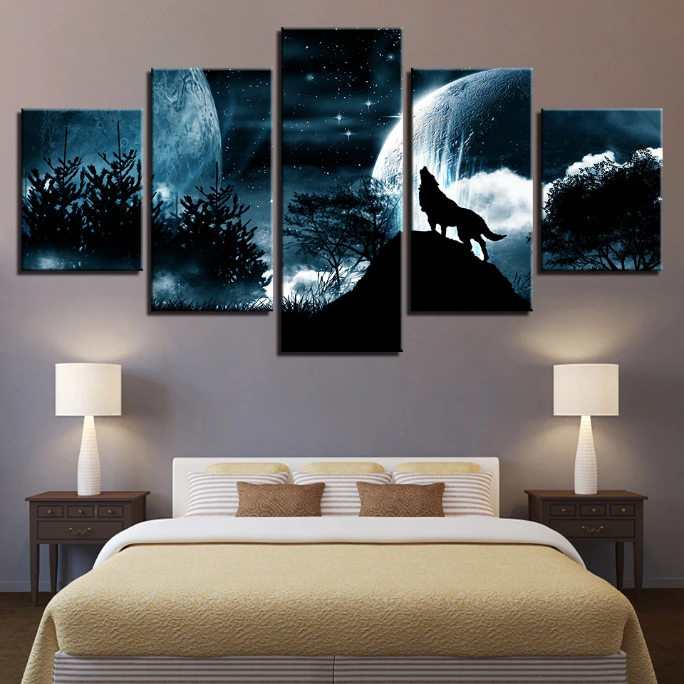 Modular Canvas HD Print Pictures Wall Art 5 Pieces Full Moon Night Wolf Howl Painting Forest Animal Starry Sky Poster Home Decor
Modular Canvas HD Print Pictures Wall Art 5 Pieces Full Moon Night Wolf Howl Painting Forest Animal Starry Sky Poster Home Decor