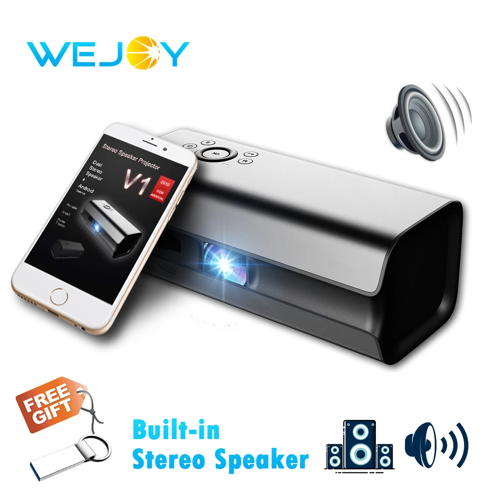 Wejoy Mini Projector V1 Portable Mobile Phone Projetor Data show FHD Beamer Theater Proyector HIFI Speaker Smartphone Android
Wejoy Mini Projector V1 Portable Mobile Phone Projetor Data show FHD Beamer Theater Proyector HIFI Speaker Smartphone Android