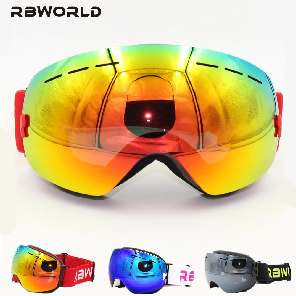 

New RBWORLD brand ski goggles double layers UV400 anti-fog big ski mask glasses skiing men women snow snowboard goggles GOG-201