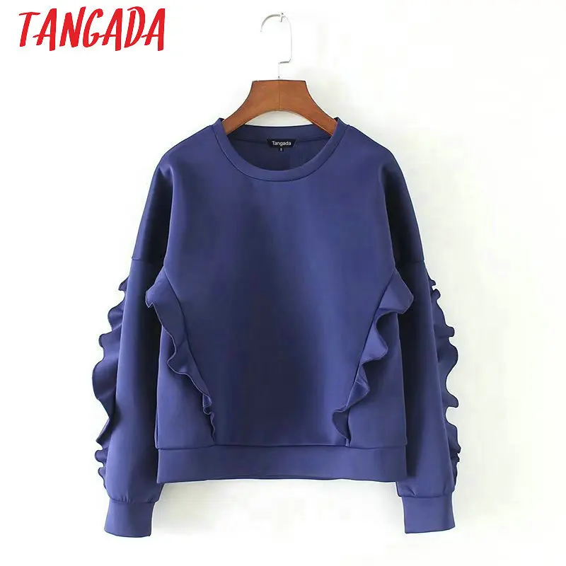 Tangada Women Casual Hoodie Sweatshirt Ruffles O-neck Long Sleeve Purple blue Ladies Autumn Winter Tops SX05
Tangada Women Casual Hoodie Sweatshirt Ruffles O-neck Long Sleeve Purple blue Ladies Autumn Winter Tops SX05