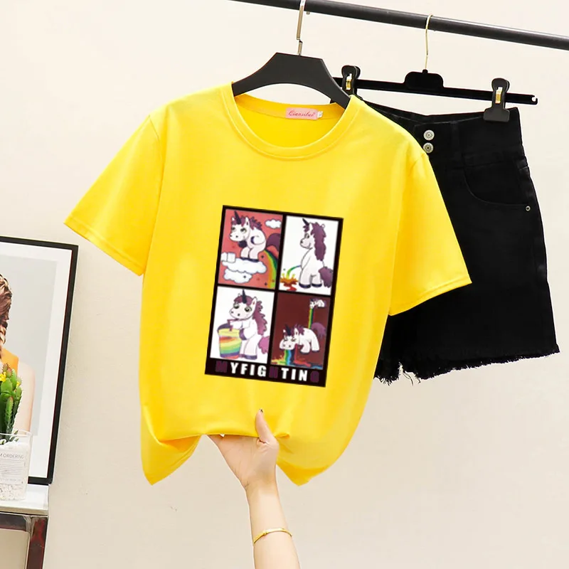 2019 summer new fashion short-sleeved round neck unicorn print women's T-shirt lovers casual shirt 6 color large size S-3Xl
2019 summer new fashion short-sleeved round neck unicorn print women's T-shirt lovers casual shirt 6 color large size S-3Xl