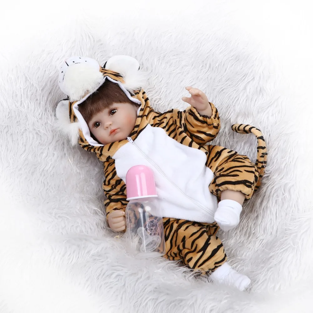 Фото 40cm Silicone Reborn Baby Doll tiger plush doll reborn Girls 18" Alive baby dolls bebe child bonecas | Игрушки и хобби
